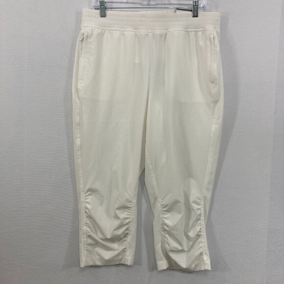 New Chico's sz Large/2 White Zenergy Neema Ruched Bottom Crop Pull-on Pants - Picture 1 of 11